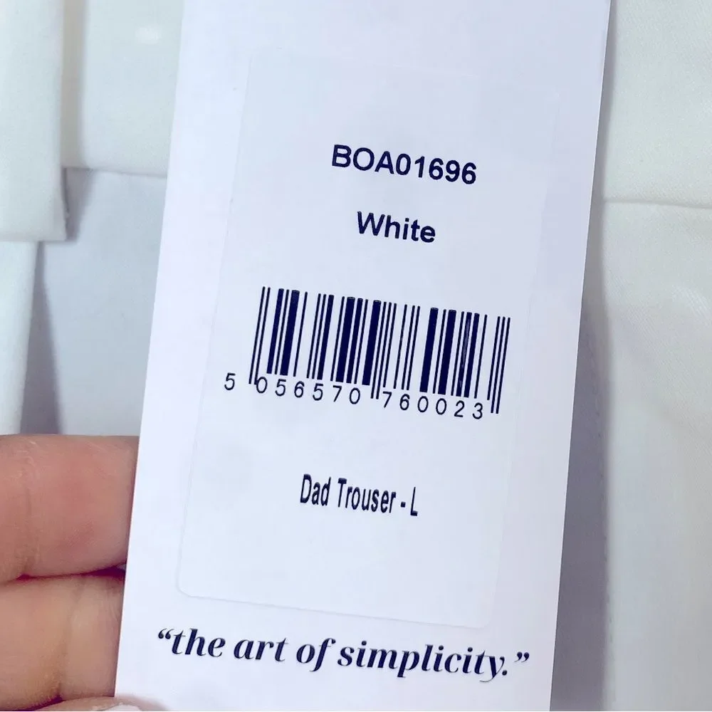 NWT BOA ( because of Alice) Dad White Wide-Leg Trousers‎ Sz L